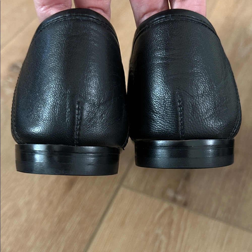 Coach Black Leather Loafers with Gold Accents - Picture 5 of 6